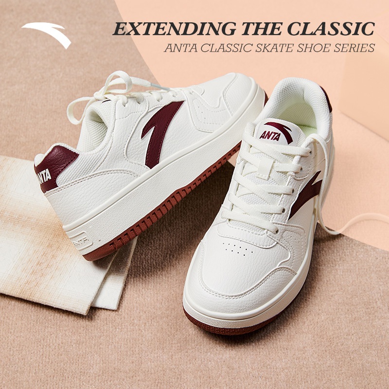 [Tăng 3CM] Giày Sneakers Nữ ANTA Women Skateboard Shoes White Giày Thể Thao Nữ Thoáng Khí 922338065