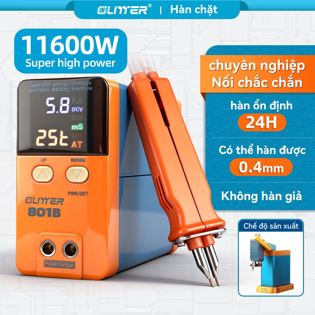 GLITTER 11600W  Máy hàn pin công nghiệp 801B hàn pin cell câm tay mini hàn pin 18650/21700