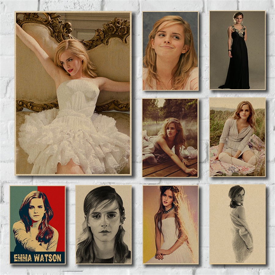 Emma Watson Tranh Poster Retro Giấy Kraft Ký Túc Xá Phòng Treo Tường Nghệ Thuật Trang Trí Nhà Poster