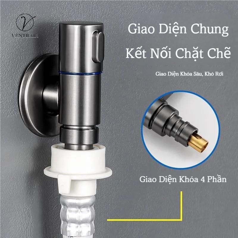 Van nước góc bằng đồng cho máy giặt, cửa chia nước lưu lượng lớn, đầu nối khóa kép 2 trong 1 (1 ngõ vào 2 ngõ ra) dành cho bồn cầu