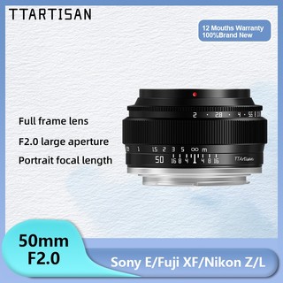 Ttartisan 50mm F2 Lấy nét thủ công Full Frame Prime Ống kính máy ảnh không gương lật cho Sony E A7CII A7CR Fujifilm XF Canon EOS M Nikon Z Olympus M43 Ống kính máy ảnh