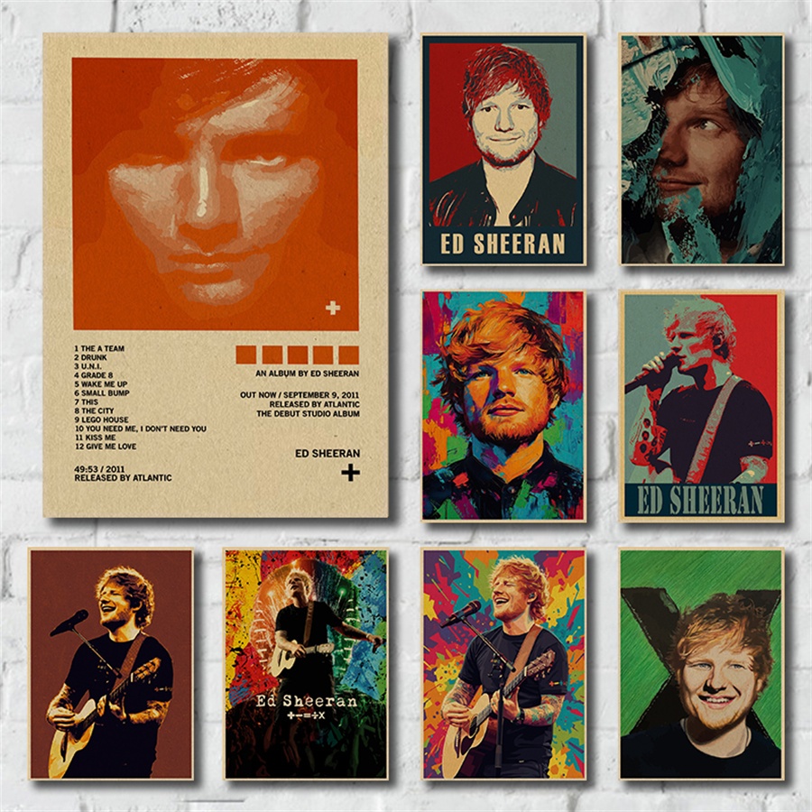 Ed Sheeran Tranh Poster Retro Giấy Kraft Ký Túc Xá Phòng Treo Tường Nghệ Thuật Trang Trí Nhà Poster