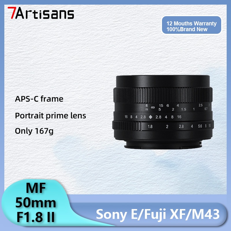 7artisans 50mm F1.8 APS-C Khẩu độ lớn Chân dung MF Ống kính máy ảnh không gương lật Phù hợp cho Cano