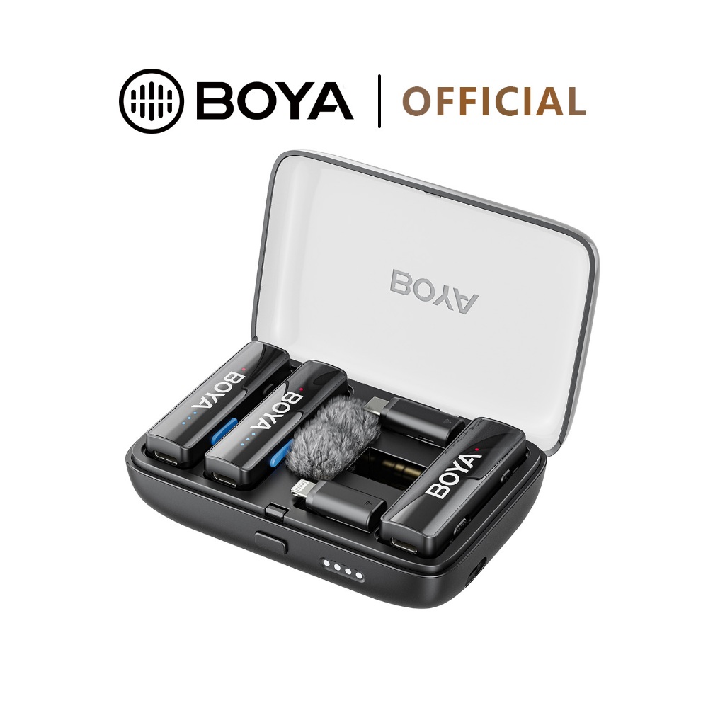 BOYA BOYALINK 2 micro không dây cài áo 3 in 1 mic thu âm lọc tiếng ồn Cho iPhone Android Camera