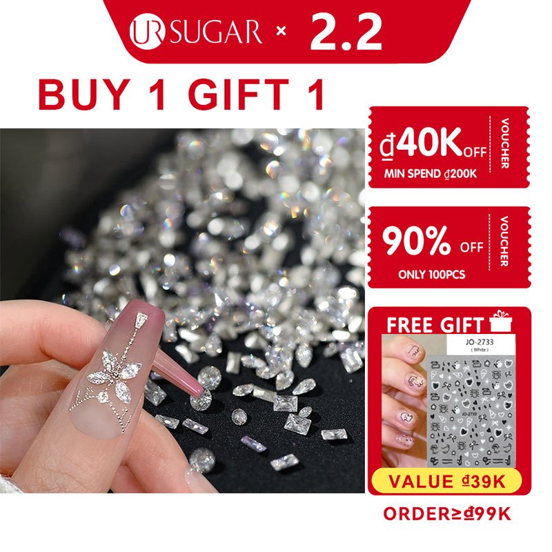 UR SUGAR 50 Phụ Kiện Nail Hạt Đá Lấp Lánh Khối Charm Nail Bộ Nail Trang Trí Móng Tay