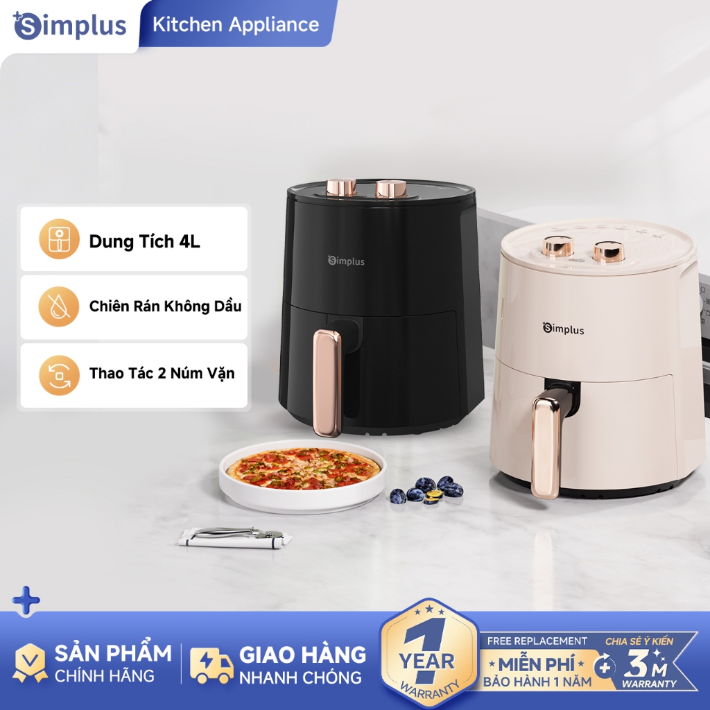 Simplus Nồi chiên không dầu 4L dung tích lớn chiên nướng đa năng không dầu mỡ Tặng kèm khay lọc dầu  - KQZG007 - Bảo Hành 1 Năm 1 Đổi 1