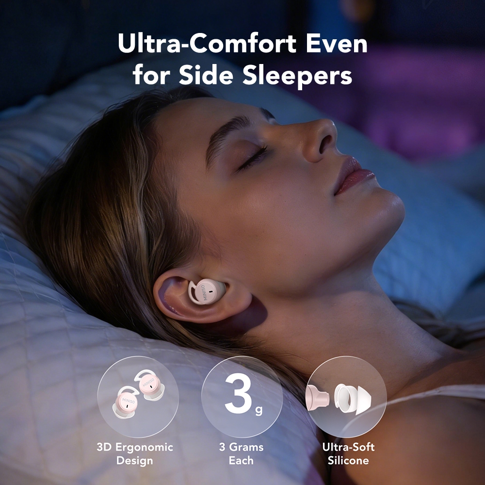 MINISO MS217 MINI Tai nghe ngủ mềm mại ANC Giảm tiếng ồn vật lý Tai nghe Bluetooth không dây Tai nghe dịch AI với nhiều chế độ ngủ | BigBuy360 - bigbuy360.vn