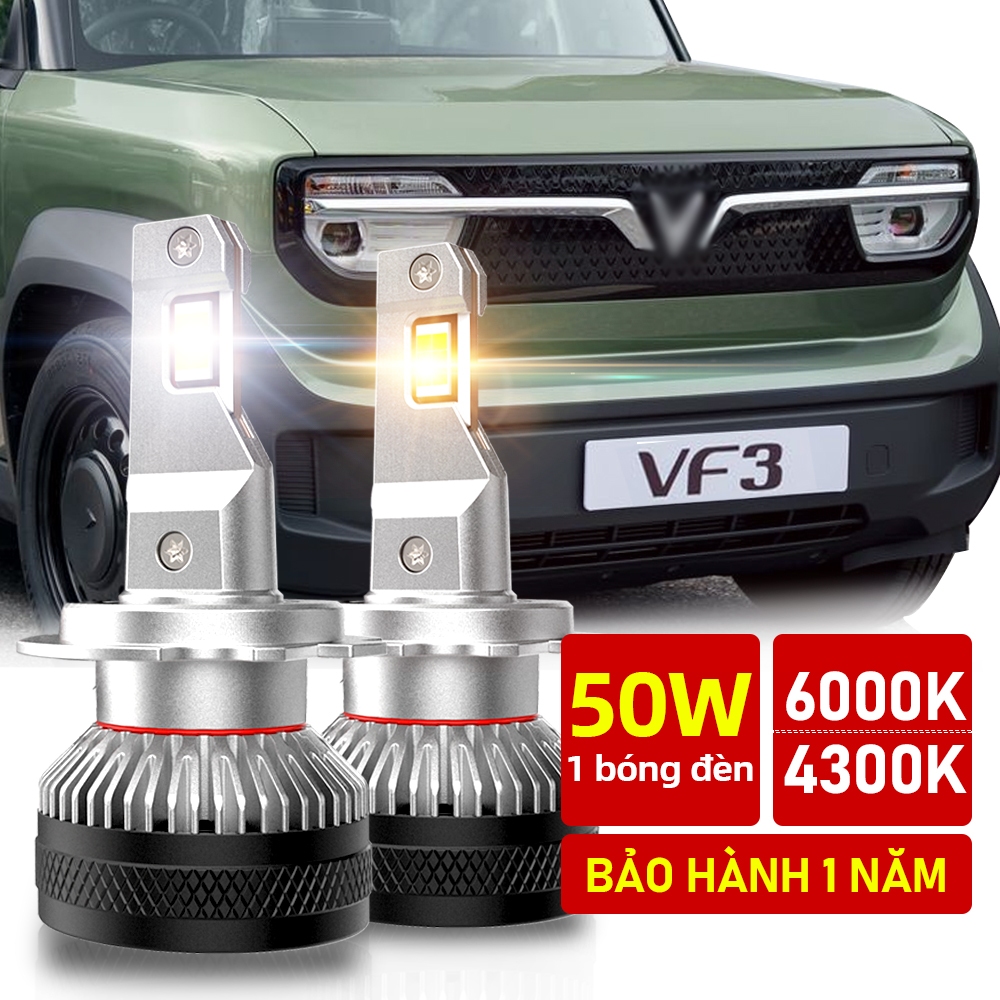 TUFFOO 2 Bóng Đèn Cos Pha LED【50W】VF3 H7 Chùm Thấp Cao - Trắng 6000K / Trắng ấm 4300K-20000LM