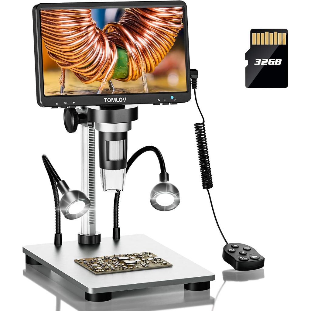 Kính hiển vi kỹ thuật số TOMLOV DM9 7 ": Kính lúp kính hiển vi đồng xu 1080P 1200X, Kính hiển vi hàn