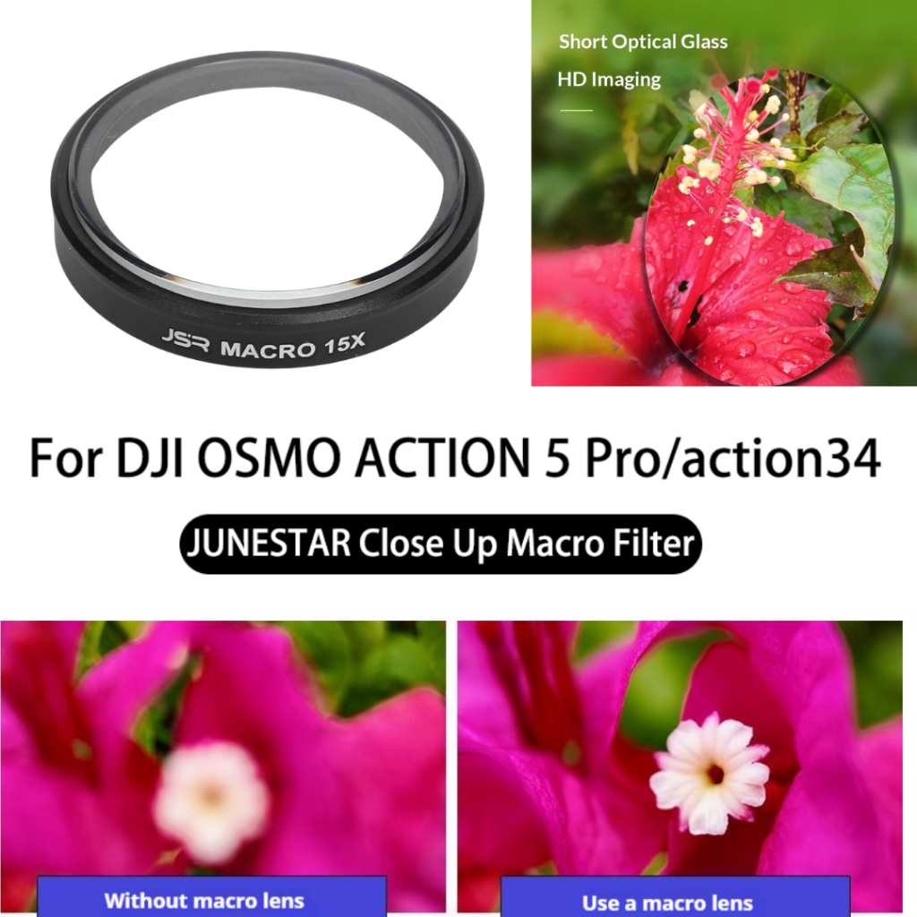 Junestar Close Up Macro Filter 15X Độ phóng đại HD Coating Bộ lọc ống kính quang học Phù hợp cho DJI
