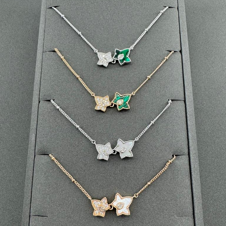 Lola Rose Ivy Đôi Lá Vòng Cổ Thời Trang Thép Titan Không Phai Màu Bé Gái Xương Đòn Dây Xích