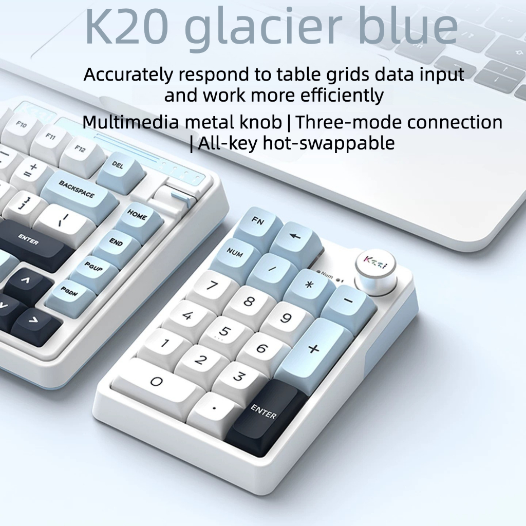 Kzzi K20 Không Dây 2.4g Bluetooth Kỹ Thuật Số Cơ Bàn Phím Số RGB Hot Swap Bé Gái Máy Tính Tài Chính 
