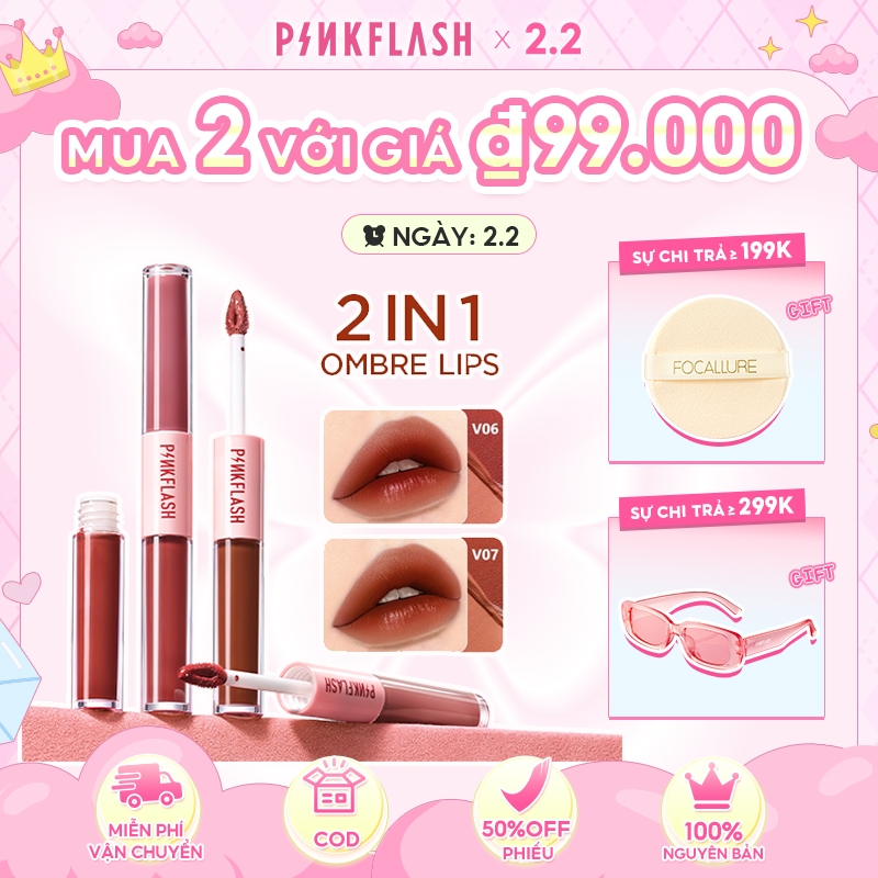 PINKFLASH Son Môi Dạng Lỏng Thiết Kế 2 Trong 1 Tiện Dụng Chất Lượng Cao