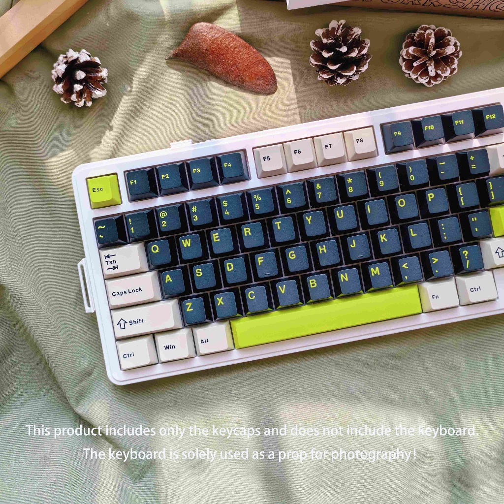128 Phím Đen Lemon Grey Double Shot PBT Keycaps Cherry Profile Keycaps cho bàn phím cơ