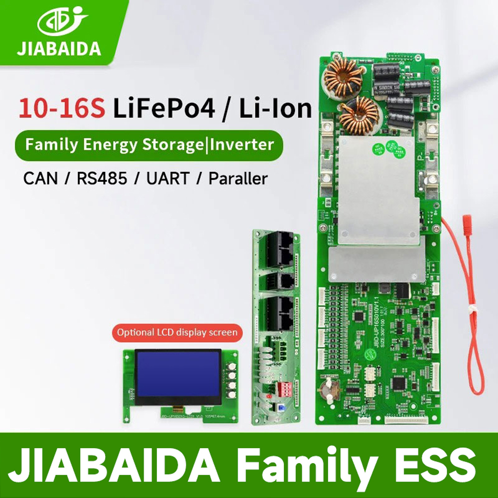 JBD BMS Lưu trữ năng lượng tại nhà LiFePO4 16S 48V 100A 150A 200A JIABAIDA Smart BMS LCD CAN UART RS