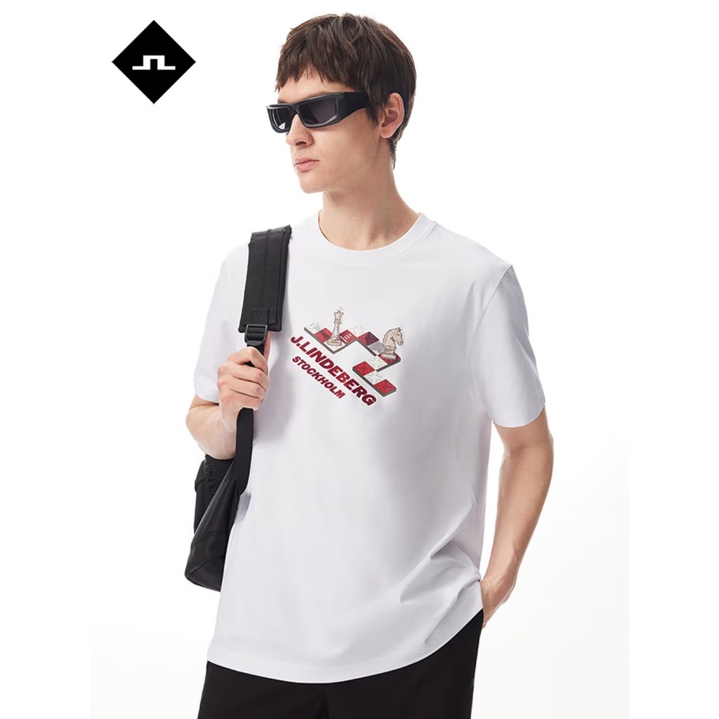 J. J. Áo thun Unisex in logo phong cách mới Lindeberg