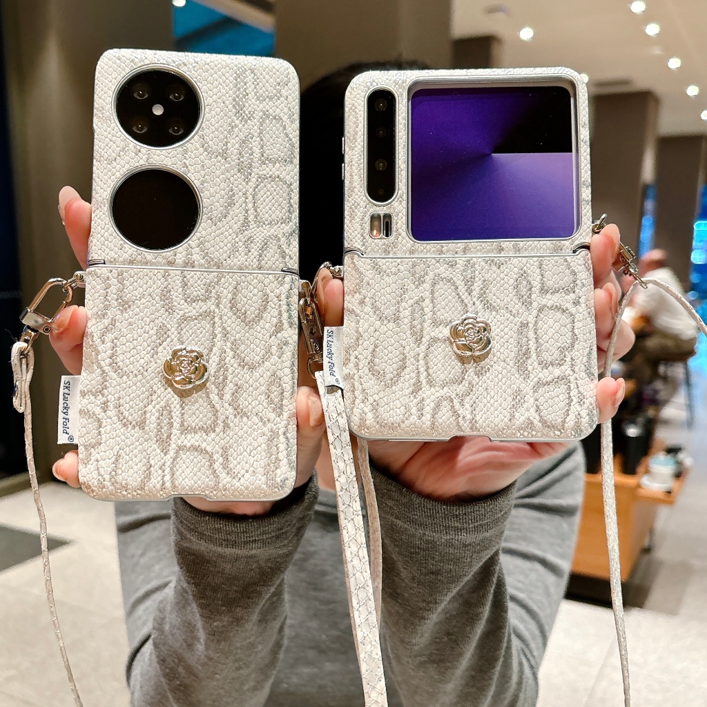 Ốp Điện Thoại Camellia Họa Tiết Python 3D Thời Trang Thích Hợp Cho Huawei Pura X Pocket2 Nova Flip