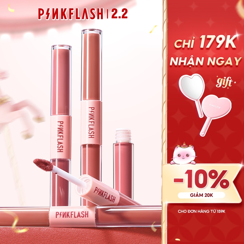 Son kem tint lì hai đầu PINKFLASH sắc tố cao lâu trôi 2 trong 1 30g