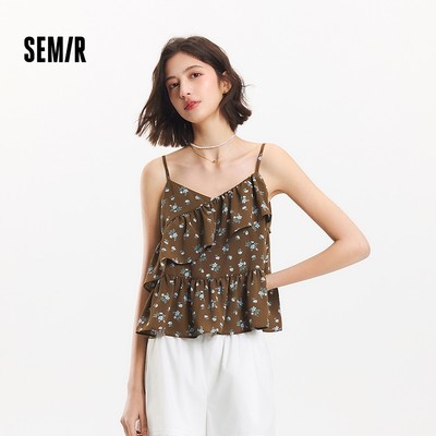 Semir Nữ Slim Fit Hoa Ruffle Crop Top Mùa Hè 2026 Phong Cách Ngọt Ngào