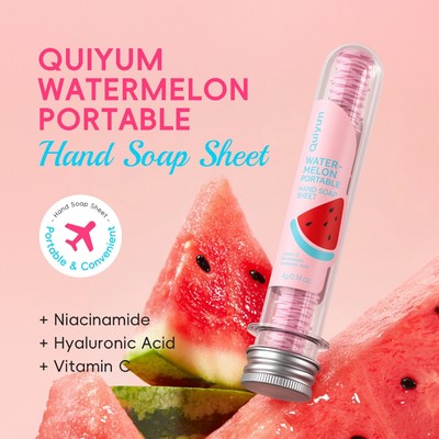 Tấm xà phòng cầm tay dưa hấu QUIYUM | Niacinamide + Axit Hyaluronic + Vitamin C | Làm sáng & dưỡng ẩm | Xà phòng du lịch di động | Dành cho mọi loại da