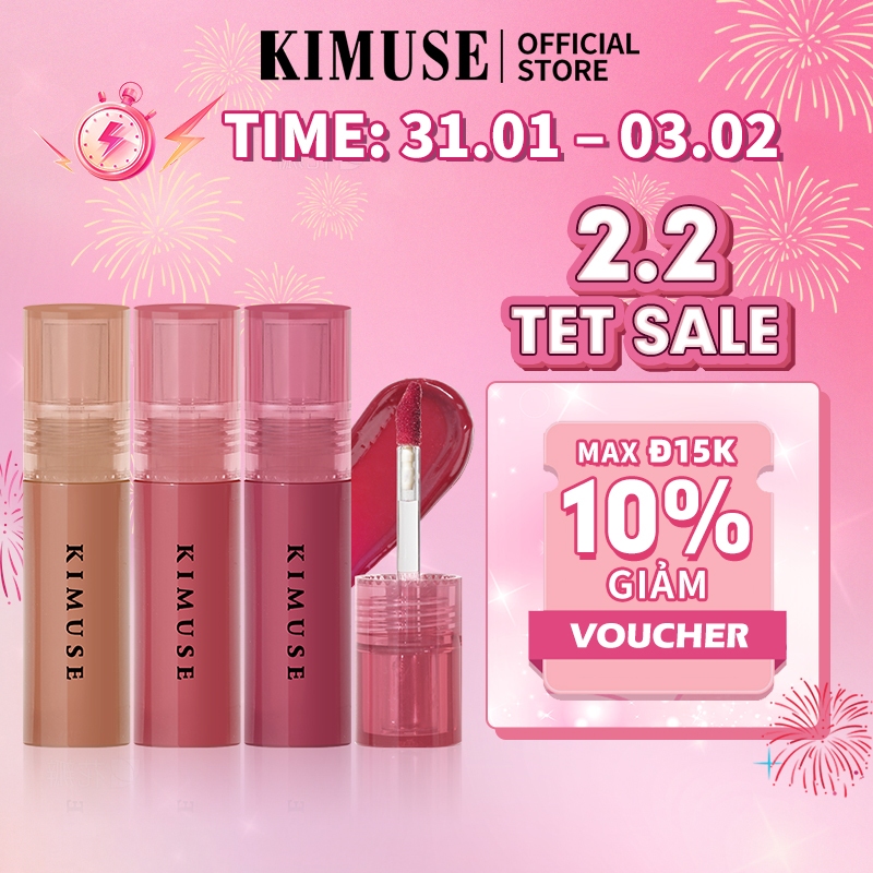 Son bóng KIMUSE dưỡng ẩm lâu trôi với 9 màu tùy chọn