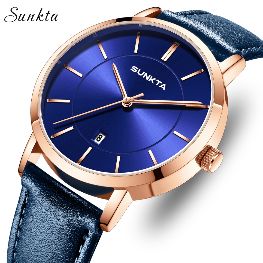 Đồng hồ nam LIGE Đồng hồ thạch anh dây da đơn giản chống nước