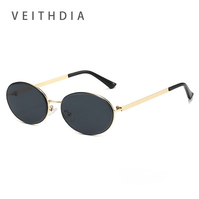 VEITHDIA Nữ Hình Bầu Dục UV400 Kính Mát Bảo Vệ Retro Nam Kim Loại Kính Chống Nắng Đường Phố Ngoài Trời Sắc Thái Kính Mắt BY3782
