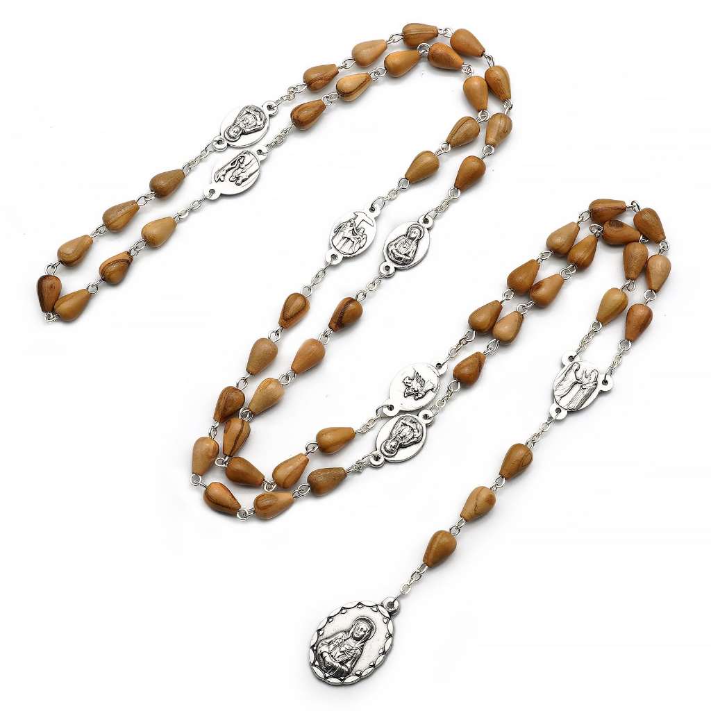Công giáo Seven Bitter Rosary-Water Drop Olive Wood