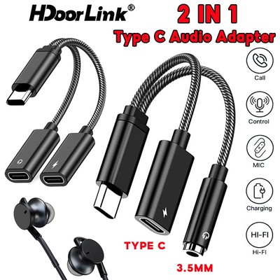 HdoorLink 2in1 Loại C Bộ Chuyển Đổi Âm Thanh USB C Sang 3.5 Mm Jack Tai Nghe Bộ Chuyển Đổi Âm Thanh Cáp Sạc Cho Laptop Máy Tính Bảng Điện Thoại Di Động