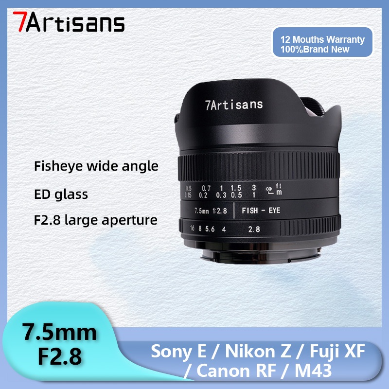7artisans 7.5mm F2.8 II Mark II Ống kính mắt cá góc siêu rộng cho Sony E mount ZVE10 A6300 A6100 A60