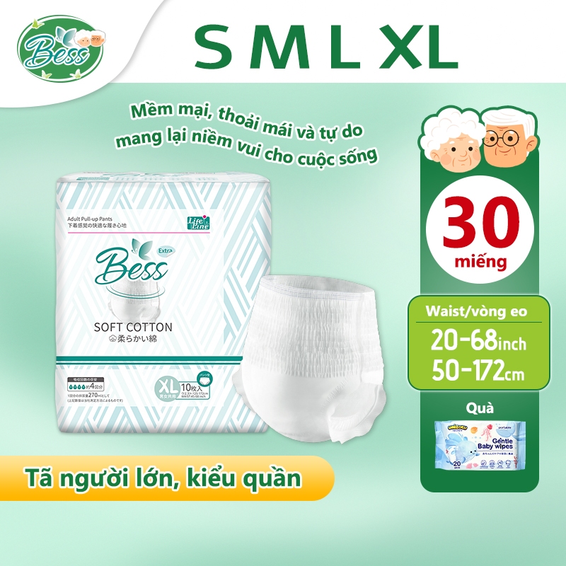 Tã/tã giấy dành cho người lớn Bess siêu thấm dành cho người suy giảm khả năng vận động S-XL