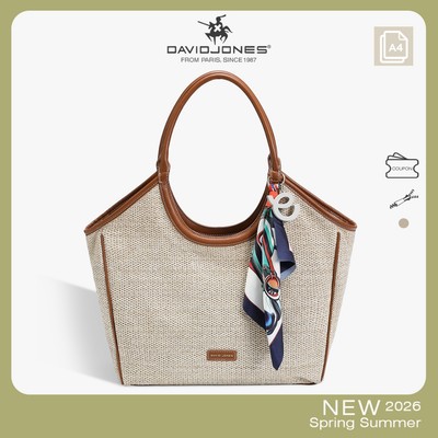 David Jones Paris Riviera 2026 Xuân Hè Nữ Kỳ Nghỉ Dệt Ống Hút Giả Da Túi Đeo Vai Top handle Túi Size35