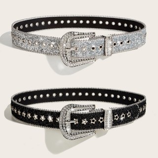 Y2e2noa Y2K Kim Cương Giả Khóa Thắt Lưng Dành Cho Nữ Punk Ngôi Sao Lỗ Dây Đeo Eo Gothic Thời Trang Cá Tính Thắt Lưng Cho Bò Cô Gái Váy Thắt Lưng HOT