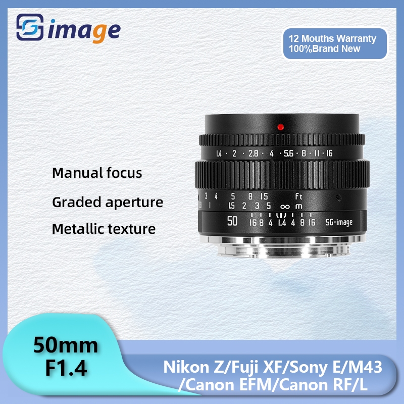 Sg Image 50mm F1.4 Ống kính Prime thủ công khẩu độ lớn cho Sony E Nikon Z Canon R Canon EOS M Fuji X