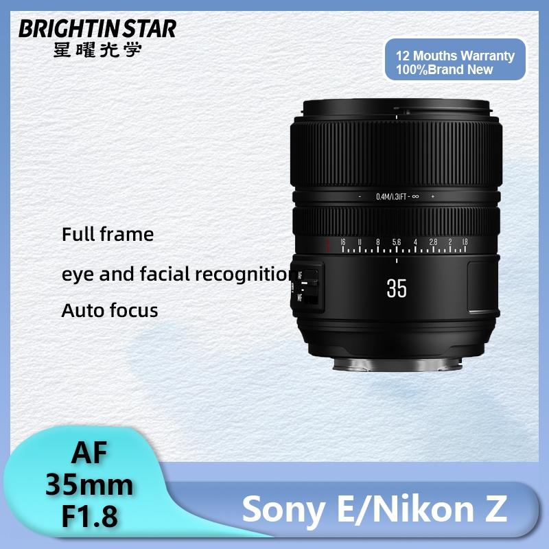 Brightin Star 35mm F1.8 AF Auto Full Frame Auto Focus Ống kính chiều dài tiêu cự cho Sony E A7CR A7C