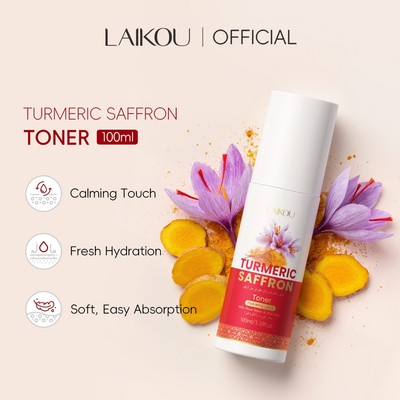 Mực dưỡng ẩm Saffron nghệ LAIKOU 100ml - với nước hoa hồng & lô hội, cả tông màu da, không nhờn, làm mềm & sảng khoái cho mọi loại da