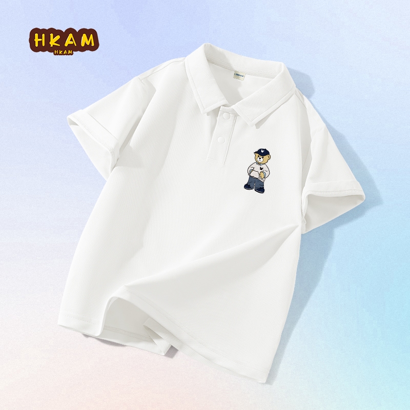 HKAM Áo Sơ Mi POLO Bé Trai thể thao khô nhanh Cool Sense in hình gấu