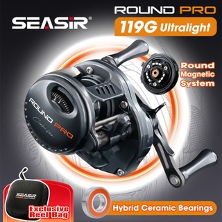 Trống Cuộn Câu Seasir Round-Pro 119g Carbon Siêu Nhẹ, Vòng Bi Gốm, Tặng Túi Bảo Quản
