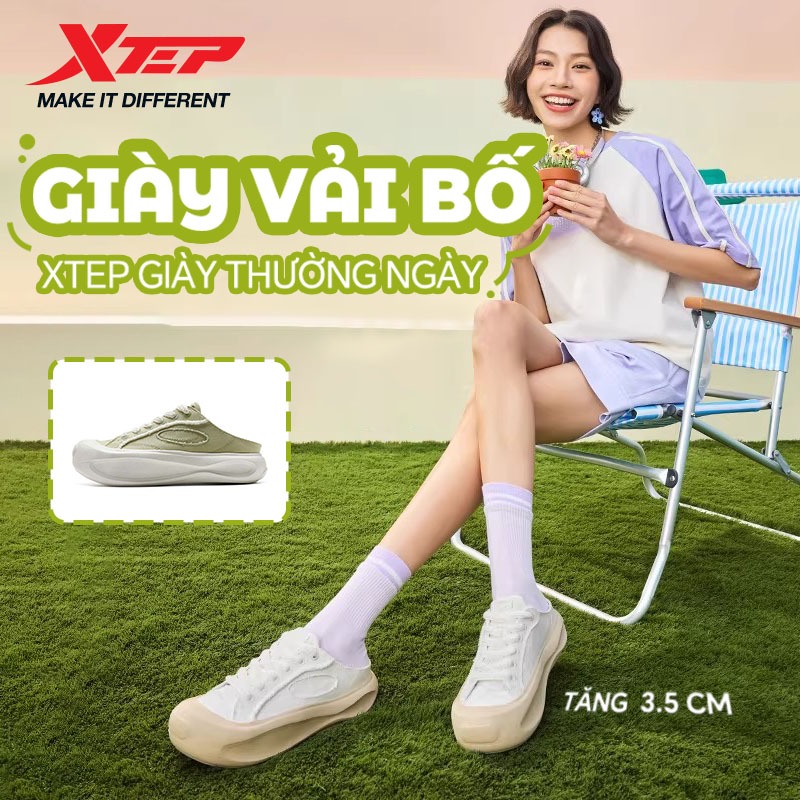 【XTEP】Stars Fall | Dép lê vải canvas nữ kiểu dáng mới, đơn giản, thoải mái và thường ngày