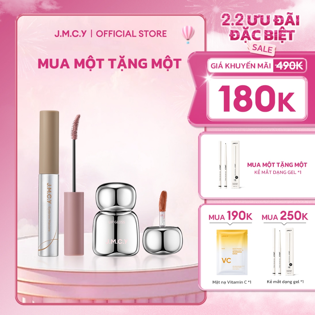 【Bán chạy như tôm tươi】JMCY Mascara lông mày + Son bóng dạng thạch pha lê lâu trôi chống thấm nước v