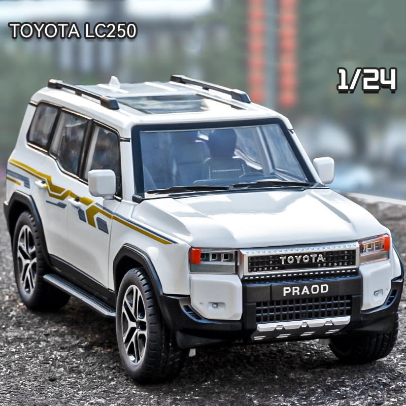 1: 24 Toyota Prado LC250 SUV Cân Hợp Kim Xe Mô Hình Diecast Kim Loại Thu Nhỏ Mô Hình Âm Thanh Xe Hơi