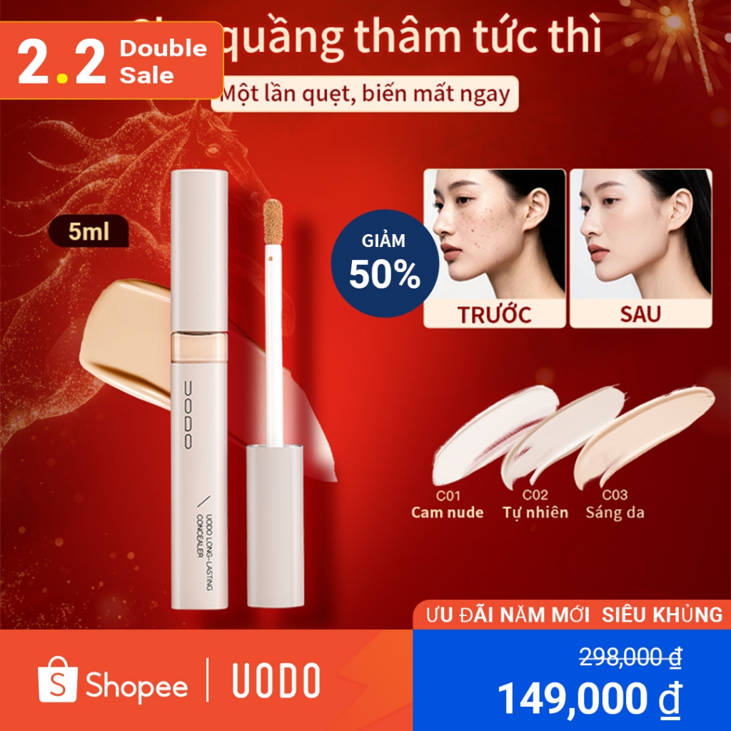 UODO Watery Flawless Concealer 2 in 1 Concealer for Dark Circles and Blemishes