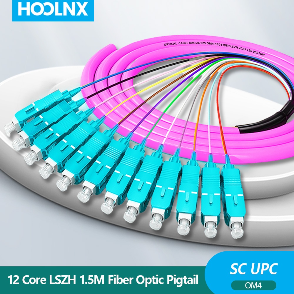 HOLNX Fiber Optic Pigtail Assemblies, 12 sợi SC OM4 Multimode 50 / 125μm LSZH UPC Pigtails cho Khay 