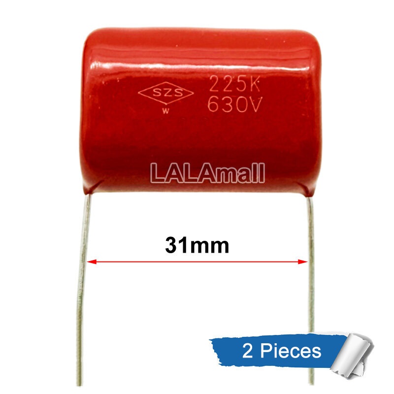 2 chiếc CBB CBB21 225K 630V Tụ điện màng kim loại Sân 31mm