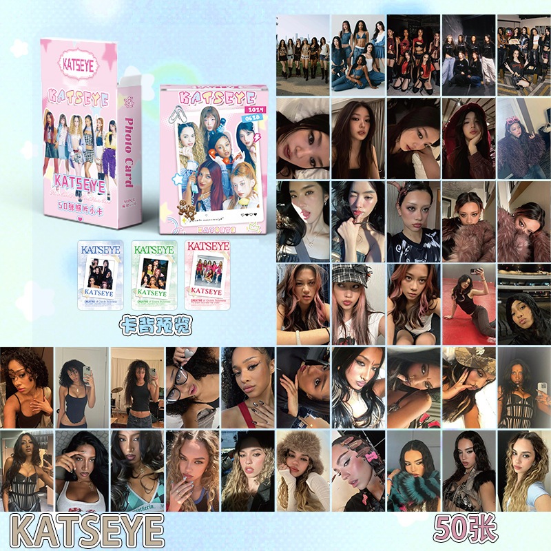 Kpop KATSEYE Laser Photocard Lomo Card 50 cái / hộp