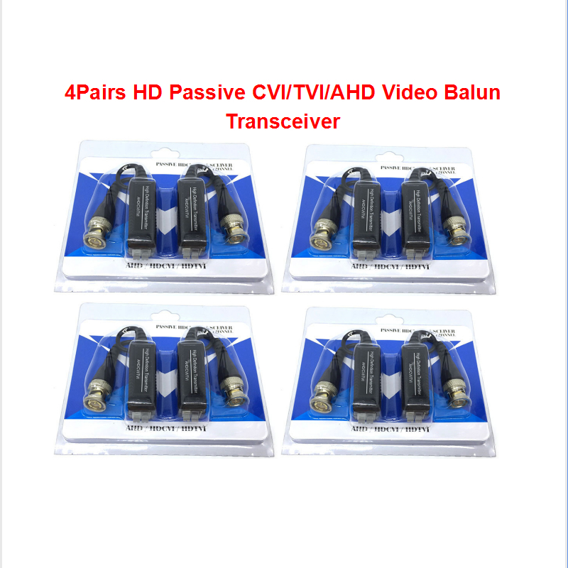 4 Cặp - Passive HD Video Balun Cho Camera Quan Sát analog Full HD-TVI HD Video Balun Thu Phát