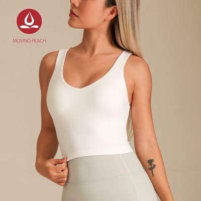 MOVING PEACH Yoga Tank Bra Thể Thao Crop Top Với Miếng Lót Có Thể Tháo Rời AVV