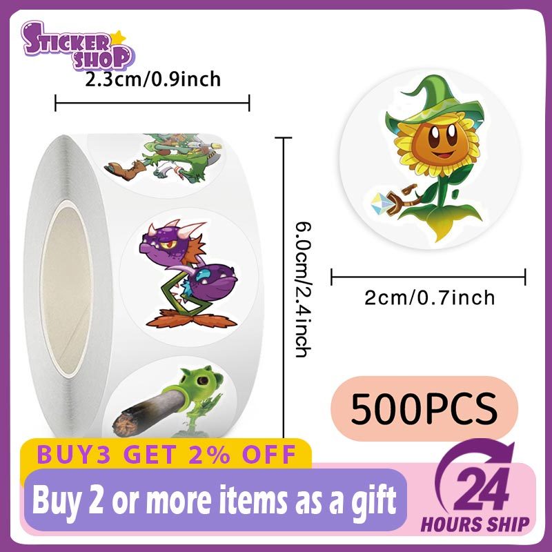 500 chiếc Trò chơi hoạt hình Plants vs. Zombies Roll Sticker DIY Laptop Điện thoại Đồ chơi trẻ em Qu