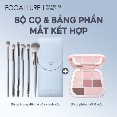 Bộ cọ trang điểm 6 mảnh chính xác FOCALLURE + Bảng phấn mắt