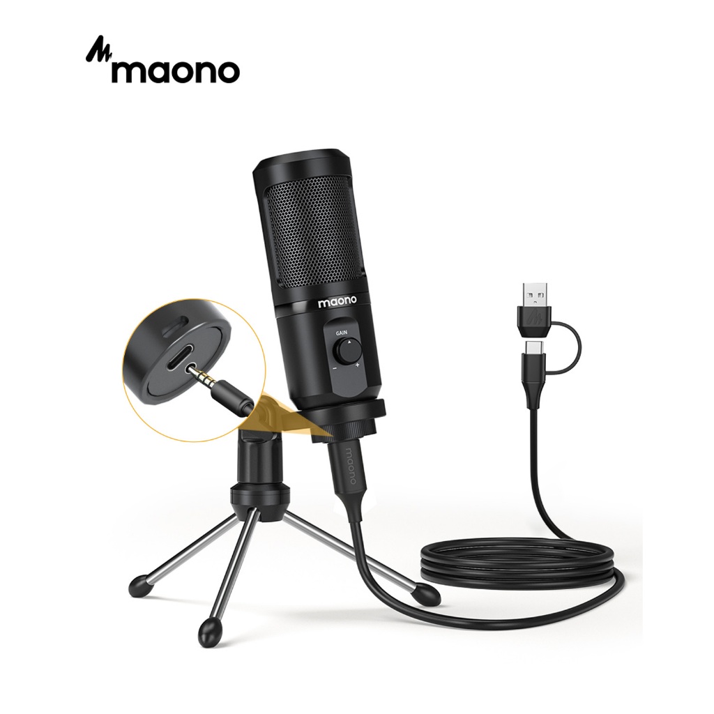 Maono PM461TR Gen2 Micro USB Condenser Mic có Mic Gain cho PC, Điện thoại thông minh, Laptop, Ghi âm
